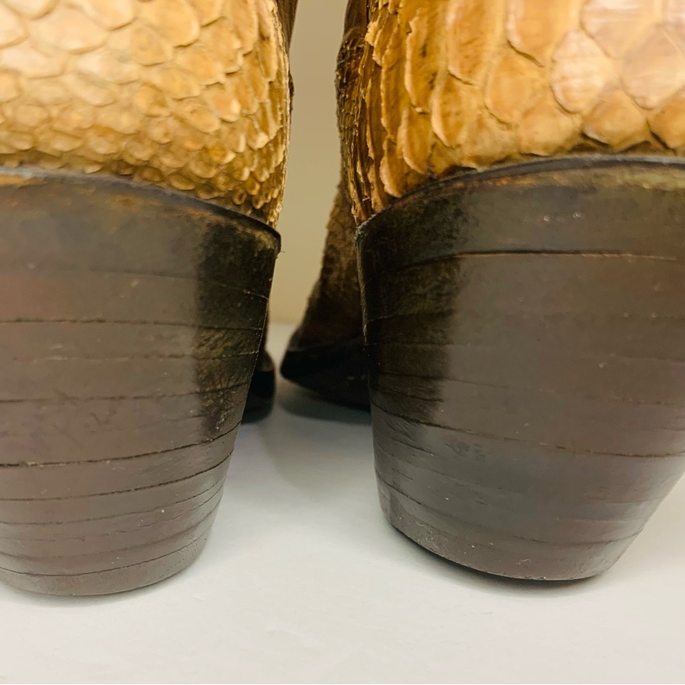 Vintage Nocona Brown and Tan Genuine Snakeskin Ladies Cowboy Boots SZ 7M! - Picture 5 of 11